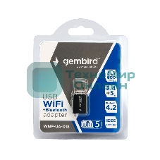Сетевой адаптер WiFi+Bluetooth Gembird WNP-UA-012, 900 Мбит, 2.4/5 ГГц, USB, 802.11b/a/g/n/ac/ax, AIC8800M80