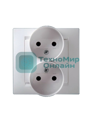 Розетка SIMON 15 1590457-0302-я без заземления белая в сборе с рамкой литая моноблок