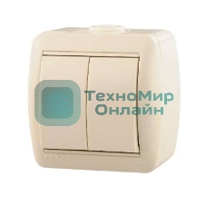 Выключатель 2-кл. ОП Ната 10А IP20 крем. LEZARD 710-0300-101