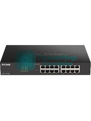 Коммутатор D-Link DGS-1100-16V2/A1A,L2 Smart Switch with 16 10/100/1000Base-T ports8K Mac address, 802.3x Flow Control, 802.3ad Link Aggregation, Port Mirroring, 128 of 802.1Q VLAN, VID range 1-4094, Loopback