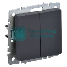 Выключатель 2-клавишный IEK BRITE 10А ВС10-2-0-БрГ графит