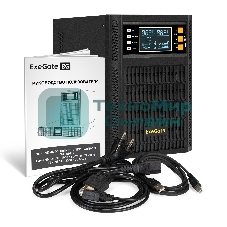 Источник бесперебойного питания On-line ExeGate PowerExpert TL-2000.LCD.AVR.3SH.USB.RS232.SNMP 2000VA/2000W, On-Line, PF=1, LCD, 3*Schuko, RS232, USB, SNMP-slot, встроенные батареи 12V 7.2Ah - 4шт, Tower, металлический корпус, черный