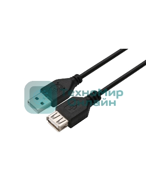 Кабель GoPower удлинитель USB2.0 (m)-USB (f) 1.5м ПВХ черный в пакете (1/200)