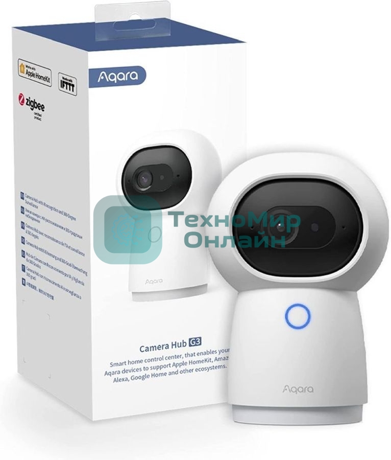 Камера AQARA Camera Hub G3/Камера+ управления/Управление жестами/Камера 360/2K 2304х1296p/Протокол связи:Zigbee/WiFi/Питание:USB-C/белый CH-H03
