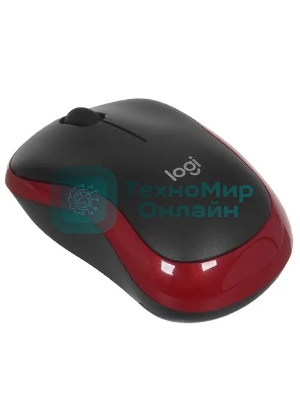 Мышь беспроводная Logitech M185, красный, 1000 dpi, радиоканал, USB, кнопки - 3