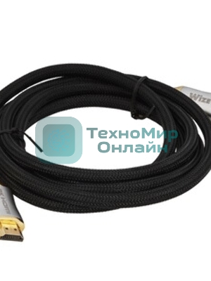 Кабель HDMI Wize WAVC-HDMIRA-2M 2 м., v.2.0b, 19M/19M, 4K/60 Hz 4:4:4, 26 AWG, HDCP 1.4, HDCP 2.2, Ethernet, позол.угловой разъем, экран, черный, пакет