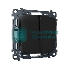 Комплект механизма 2-клавишного перекрестного выключателя 10A-250V OMEGA Черный матовый QUANT (OP8030, VM125) MO803030