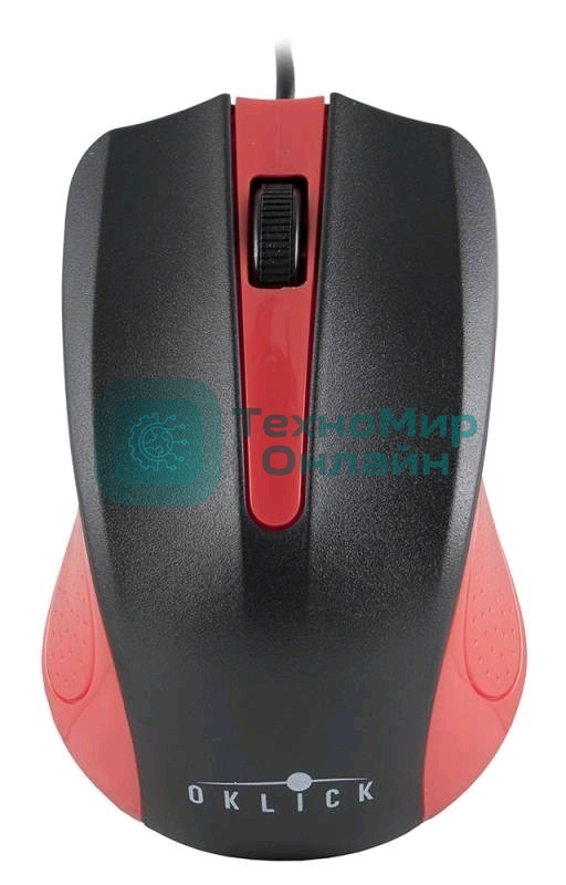 Мышь проводная Oklick 225M черный/красный, 1200 dpi, USB, кнопки - 3