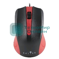 Мышь проводная Oklick 225M черный/красный, 1200 dpi, USB, кнопки - 3