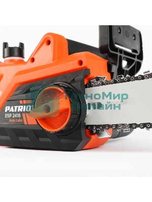 Пила цепная электрическая Patriot ESP 2418, 2400Вт, 18'/45 см, 3/8, 1,3мм 62 зв, плавный пуск, бесключевая натяжка цепи, термозащита