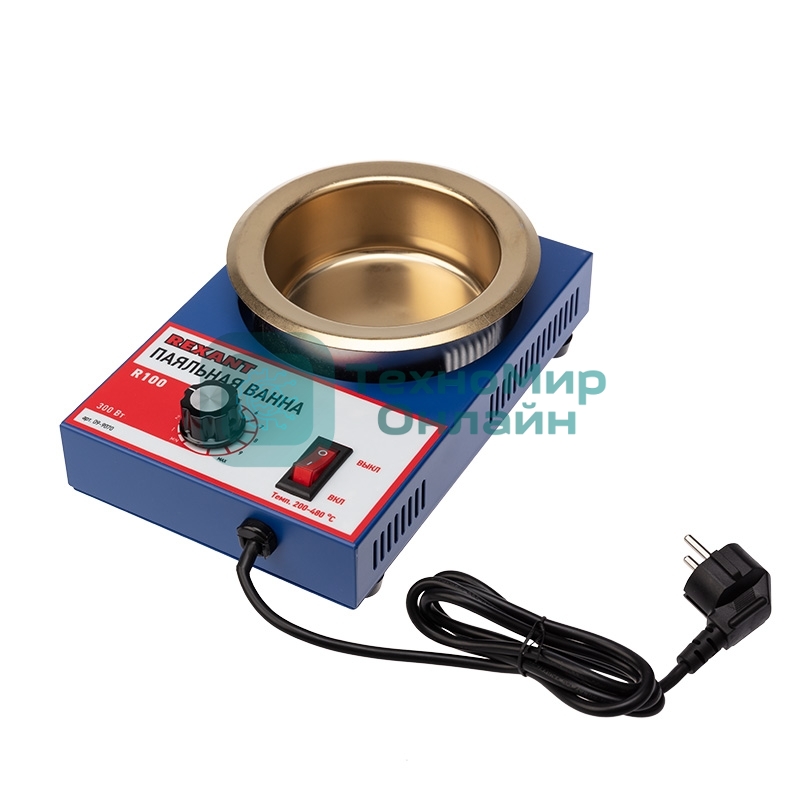 Паяльная ванна Rexant, модель R100, 300 Вт, ø 100 мм, 200-480 °C