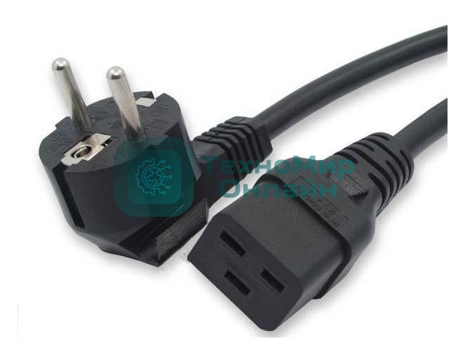 Кабель питания Hyperline PWC-IEC19-SHM-1.8-BK (Shucko+C19) (3x1.5), 1.8м