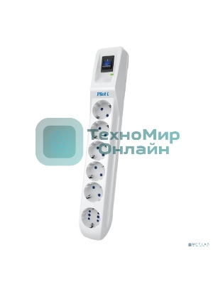 Сетевой фильтр Pilot L GP 6 розеток (5 евро + 1GP) 1.8 м/Surge protector Pilot L GP 6 sockets (5 Euro + 1GP) 1.8 m белый