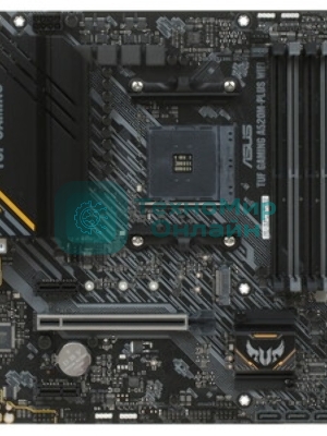 Материнская плата ASUS TUF GAMING A520M-PLUS WIFI, AM4, AMD A520, 4xDDR4, 4xSATA, 1xM.2, 1xPCIe 3.0 x16, 2xPCIe x1, 1xVGA, 1xHDMI, 1xDP, 1x 1Gb LAN, 2xUSB-A 3.2 Gen 1, 2xUSB-A 2.0, 3x3.5 мм, 7.1, mATX