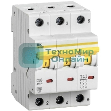 Выключатель автоматический трехполюсный ВА47-60M 3Р 63А 6кА С MVA31-3-063-C IEK