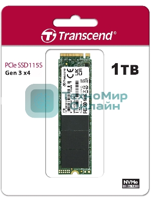 Накопитель SSD Transcend 115S, 1Tb, PCIe 3.0 x4, M.2 2280, NVMe, R/W 3200/2000
