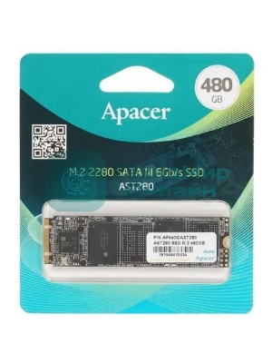 Накопитель SSD Apacer AST280, 480Gb, M.2 2280, SATA III, R/W 520/495