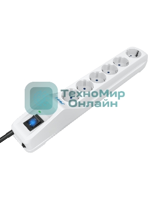 Сетевой фильтр Pilot L GP 6 розеток (5 евро + 1GP) 10 м/Surge protector Pilot L GP 6 outlets (5 EUR + 1GP) 10 m белый