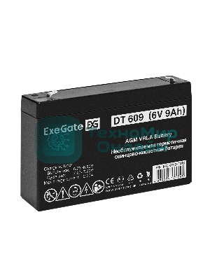 Аккумуляторная батарея ExeGate DT 609 (6V 9Ah, клеммы F2)