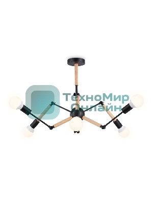 Светильник Ambrella light TR80488/6 BK/LW черный/светлое дерево E27/6 max 60W D930*510