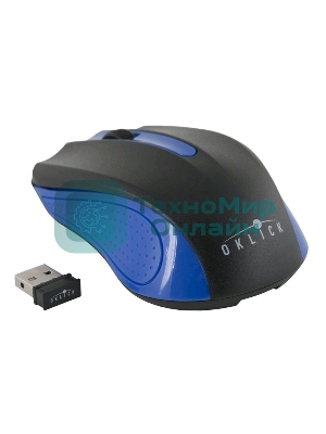Мышь беспроводная Oklick 485MW черный/синий, 1200 dpi, радиоканал, USB, кнопки - 3