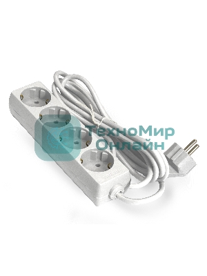 Удлинитель ExeGate ECE-4-5W (EX285818RUS), белый, 5 м, евровилка с заземлением, 4 евророзетки с заземлением, 2200 Вт