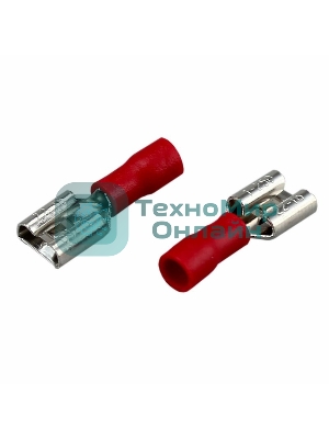 Клемма плоская Rexant, изолированная гнездо - 7.4 мм, 0.5-1.5 мм², (РПи-м 1.5-(6.3)/РПИм 1,25-250/FDD1.25-250), в упак. 10 шт.