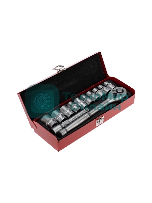 Набор торцевых головок Rexant 1/2, головки 10-24 мм, с трещоточным ключом, 12 предметов