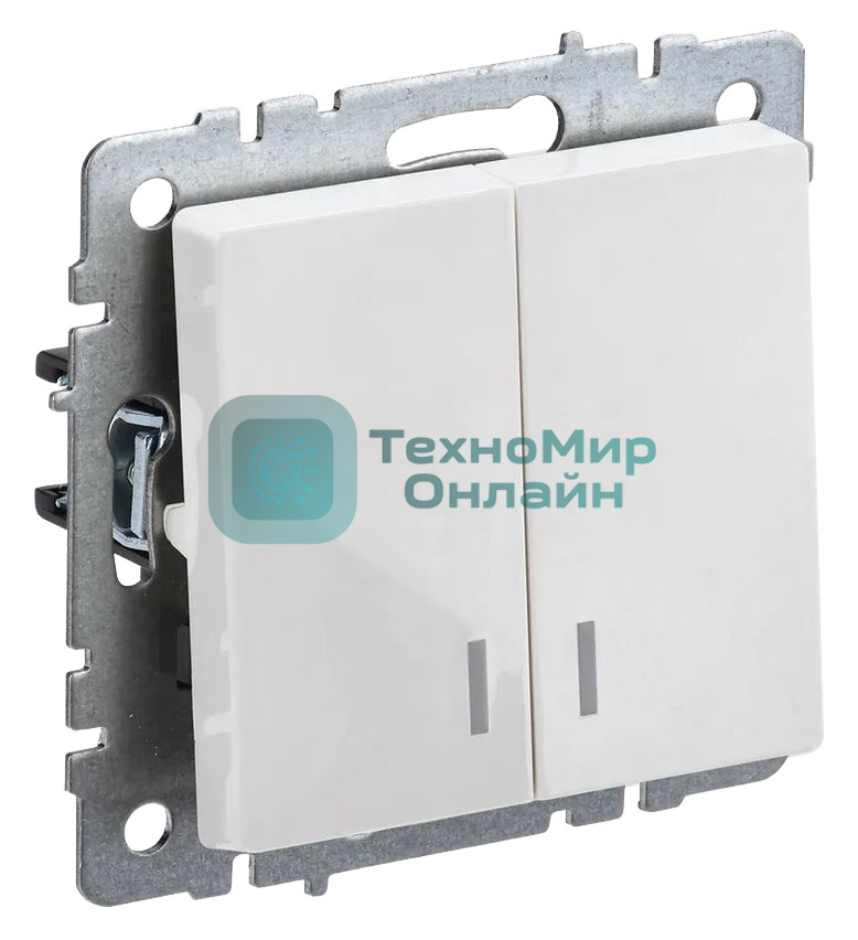 Выключатель 2-кл. СП BRITE ВС10-2-1-БрБ 10А с инд. белый IEK BR-V20-1-10-K01