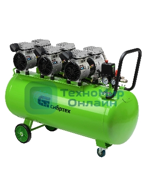 Компрессор безмаслянный малошумный Сибртех МБ 2250/100, 2250 Вт, 100л, 400 л/мин