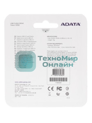 Флешка USB ADATA Classic C008 (AC008-16G-RKD), 16Gb, USB 2.0, R/W 30/6, черный/красный