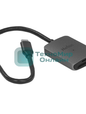 Кард-ридер Netac Flash WK12/серый/SD/SDHC/SDXC/microSD/microSDHC/microSDXC/USB 3.0 Type-C/пластик