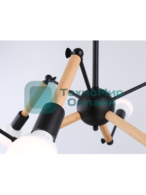 Светильник Ambrella light TR80488/6 BK/LW черный/светлое дерево E27/6 max 60W D930*510