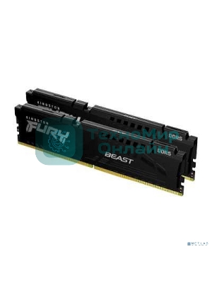 Оперативная память Kingston Fury Beast, DDR5, 32GB (2x16GB), 5200MHz, CL40, DIMM, радиатор, черный