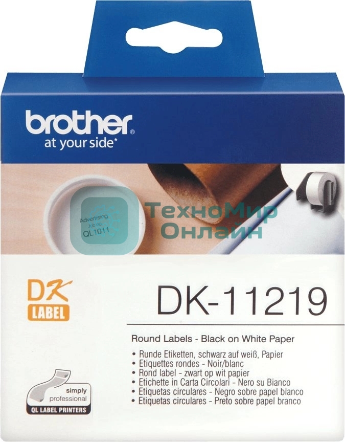 Картридж ленточный Brother DK11219 12 мм, черный шрифт, белый фон, для BROTHER QL-5X0, QL-7X00, QL-8X0, QL-10X0, QL-1X10