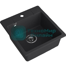 Мойка GRANFEST URBAN 245 1-чаша 450x490мм, монтаж: врезной, материал: кварц, черный