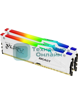Оперативная память Kingston Fury Beast, DDR5, 64GB (2x32GB), 6000MHz, CL30, DIMM, с радиатором, RGB, белый