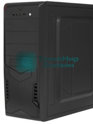Компьютерный корпус Miditower ExeGate CP-601-UNS500 (ATX, БП UNS500 с вент. 12см, 2*USB, аудио, черный)