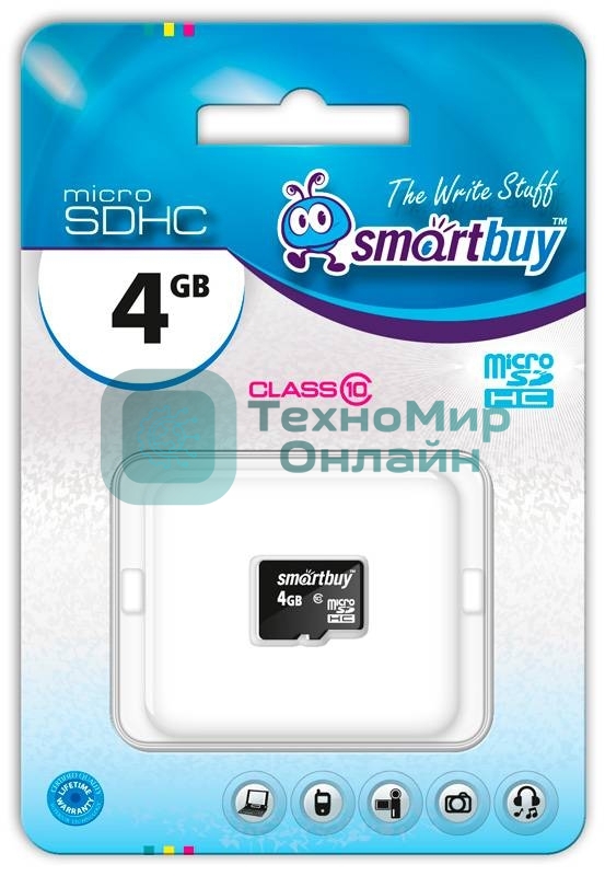 Флеш карта microSD 4Gb Smartbuy microSDHC Class 10
