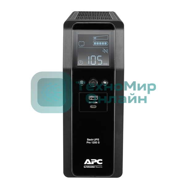 Источик бесперебойного питания APC  Back-UPS Pro BR 1200VA/720W, Sinewave,8xC13 Outlets(2 Surge & 6 batt.), AVR, LCD, Data/DSL protect, USB