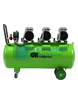 Компрессор безмаслянный малошумный Сибртех МБ 2250/100, 2250 Вт, 100л, 400 л/мин