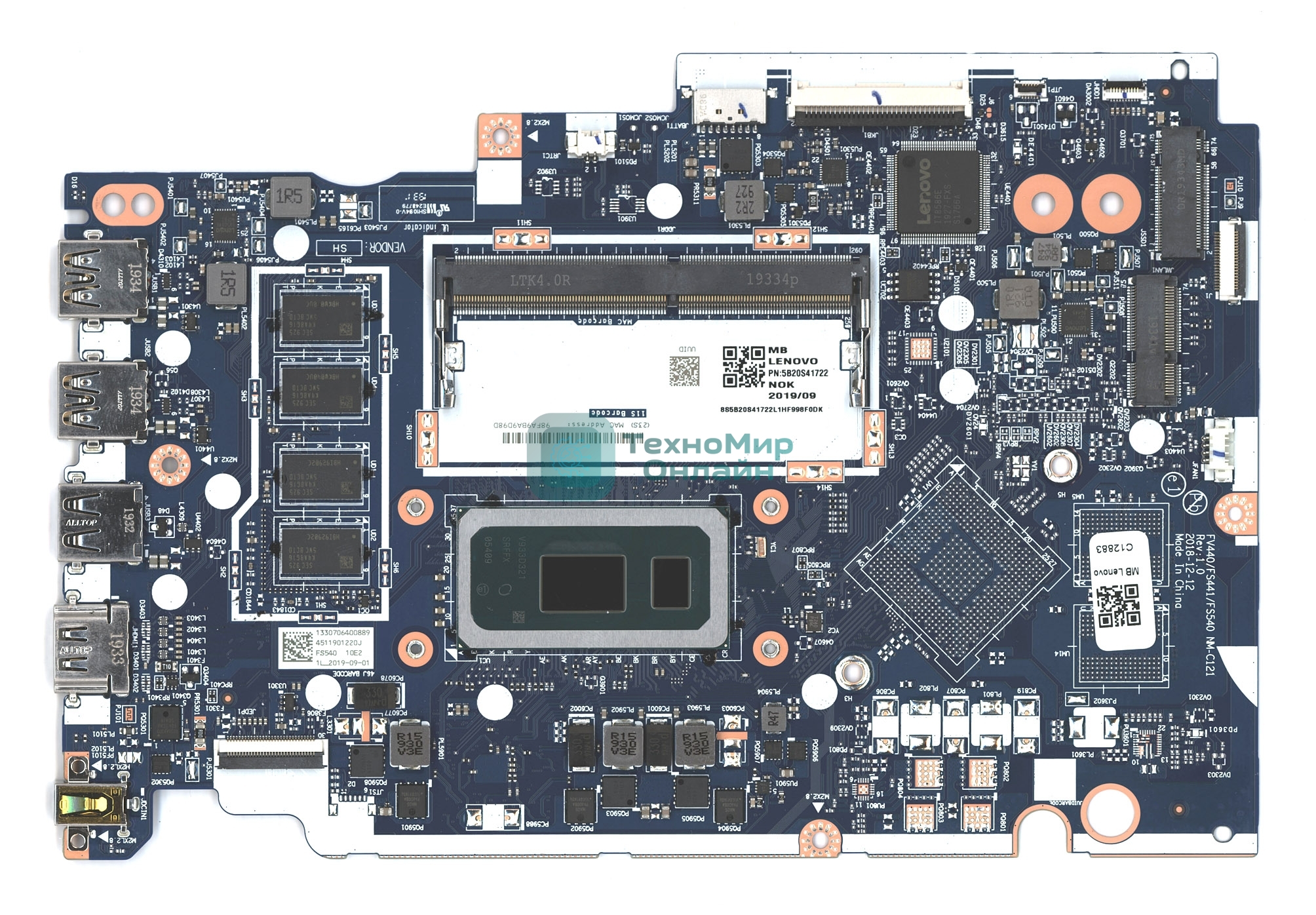 Материнская плата для Lenovo S145-15IWL V15-IWL NOK i5-8265U UMA 4G