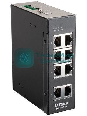 Коммутатор D-Link DIS-100E-8W/A1A, L2 Unmanaged Industrial Switch with 8 10/100Base-TX ports.1K Mac address, 802.3x Flow Control, Stand-alone, Auto MDI/MDI-X for each port, D-link Green technology, Metal case,