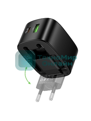 Зарядное устройство Hoco 20Вт, 3А, QC3.0/PD, 1xUSB, 1xType-C, CS101A, черный, коробка