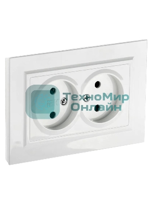 Розетка 2-м СП BRITE РС12-2-БрБ 10А в сборе без заземл. без защ. шторок белый IEK BR-R20-10-K01-F