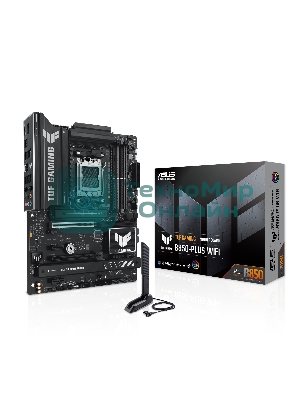 Материнская плата ASUS TUF GAMING B850-PLUS WIFI, Socket AM5, AMD B850, 4xDDR5, 4xSATA, 3xM.2, 1xPCIe 5.0 x16, 1xPCIe 4.0 x16, 2xPCIe 4.0 x1, 1xHDMI, 1xDP, 1x 2.5Gb LAN, Wi-Fi 7, 3xUSB-A 10Gbps, 4xUSB-A 5Gbps, 1xUSB-C 20Gbps, 2xUSB-A 2.0, 5x3.5 мм, 7.1, ATX