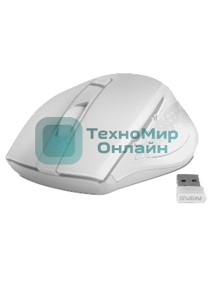 Мышь беспроводная SVEN RX-425W белый, 1600 dpi, радиоканал, USB, кнопки - 6