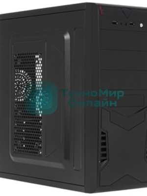 Компьютерный корпус Miditower ExeGate CP-601-UNS500 (ATX, БП UNS500 с вент. 12см, 2*USB, аудио, черный)