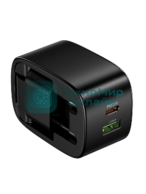 Зарядное устройство Hoco 20Вт, 3А, QC3.0/PD, 1xUSB, 1xType-C, CS101A, черный, коробка