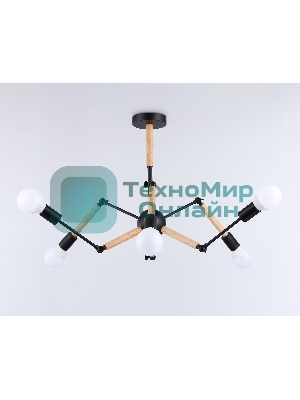 Светильник Ambrella light TR80488/6 BK/LW черный/светлое дерево E27/6 max 60W D930*510